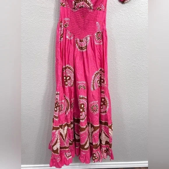 Anthropologie Love The Label Paisley Off the Shoulder Maxi Dress Pink size XS - Picture 9 of 13